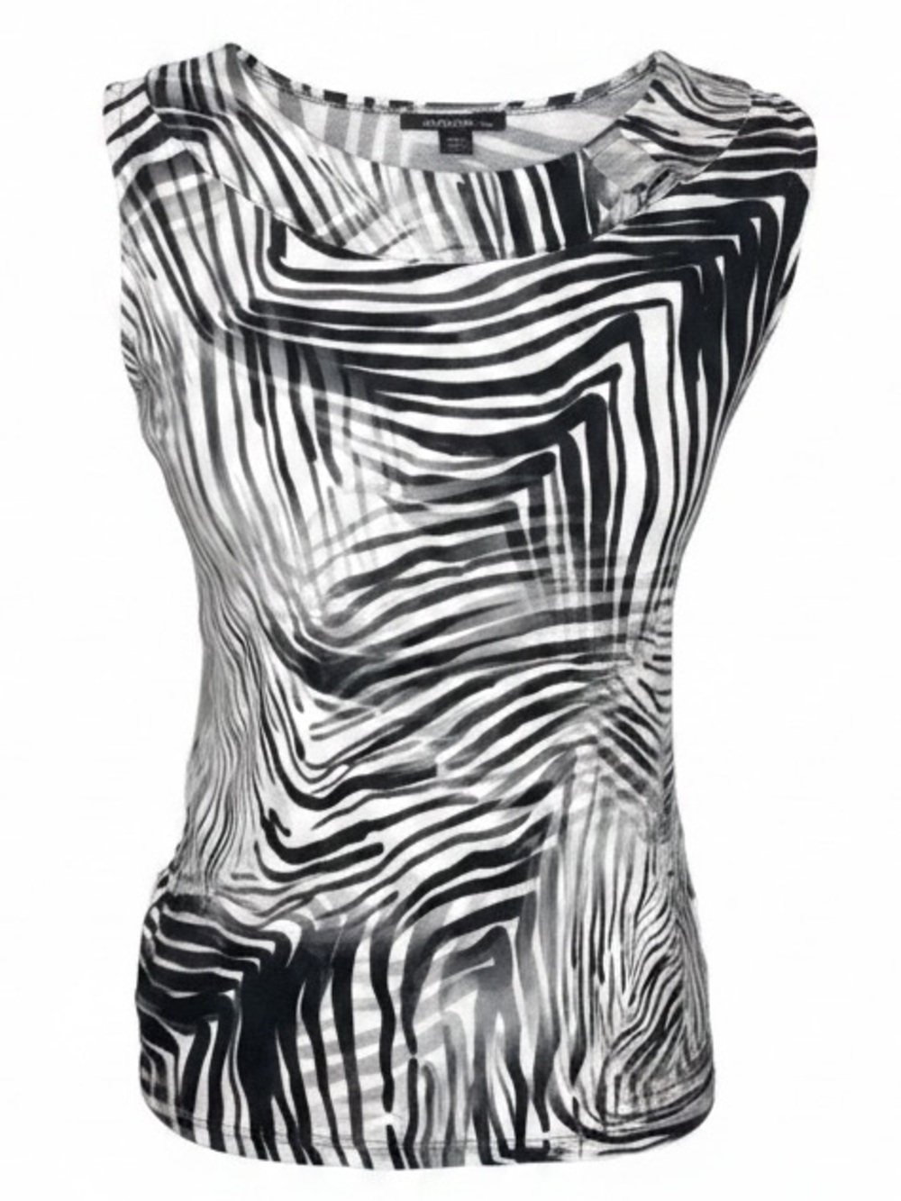 Rafaella Cotton Black and White Drape Neck Top Womens size Medium